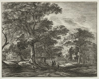 Six Views in the Wood of the Hague: Two Men Preceded by a Hunter by Roelant Roghman