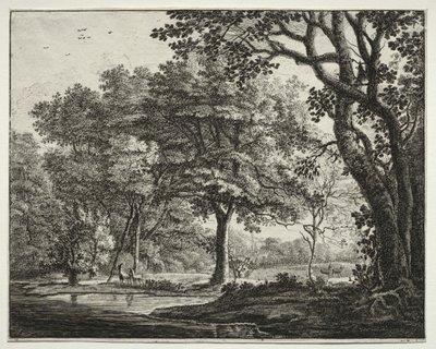 Six Views in the Wood of the Hague: Plate 6, Two Deer by Roelant Roghman