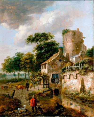 R.J. v. Vries, Landscape with Tower by Roelof Jansz van Vries