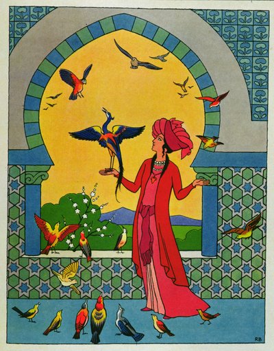 The Princess consulting the bird Bulbulhezar, illustration for 