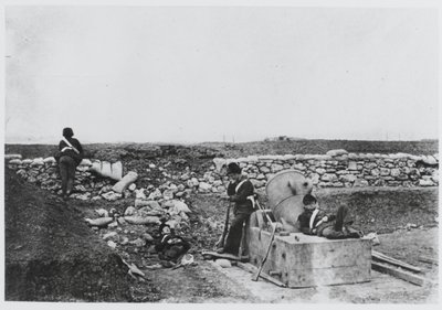 A quiet day in the Mortar Battery, Crimea by Roger Fenton