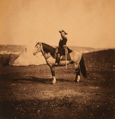French General Pierre Bosquet, Portrait Sitting on Horse, Crimean War, Crimea, Ukraine by Roger Fenton