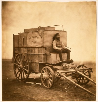 The Photographers Van with Marcus Sparling in the Crimea, 1855 by Roger Fenton