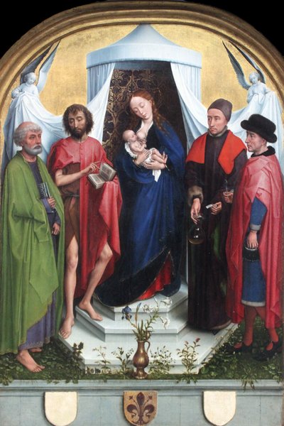 Madonna with Saints Peter, John the Baptist, Saints Cosmas and Damian by Rogier van der Weyden