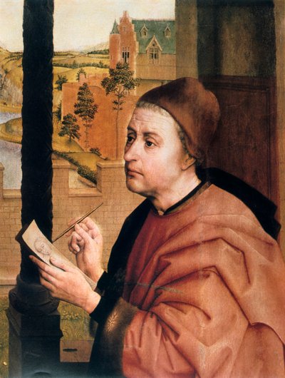 St Luke Drawing the Virgin (Detail) by Rogier van der Weyden