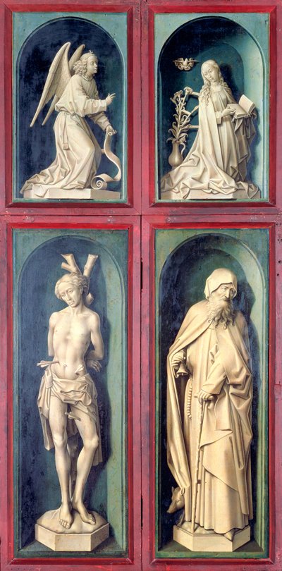 The Annunciation, St. Sebastian and St. Anthony the Great, Panels from the Reverse of the Last Judgement, c.1445-50 by Rogier van der Weyden