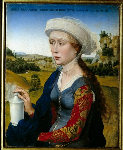 Triptych of the Braque Family: Representation of Sainte Marie Madeleine (Right Panel) by Rogier van der Weyden
