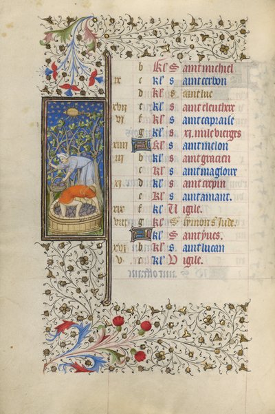 A Man Harvesting Grapes and Another Man Pressing Grapes by Rohan Master