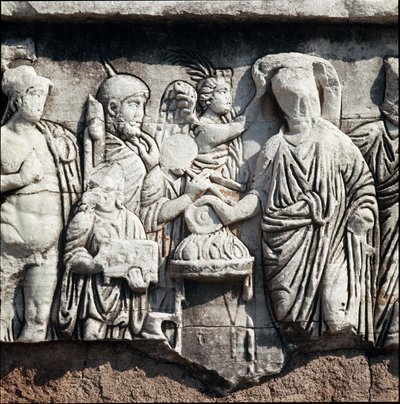 A Decennalia of the Tetrarchy, Representing a Tetrarch Crowned by a Victory Making a Libation to the God Mars (Bas Relief Dedicated to Stilicho) by Roman