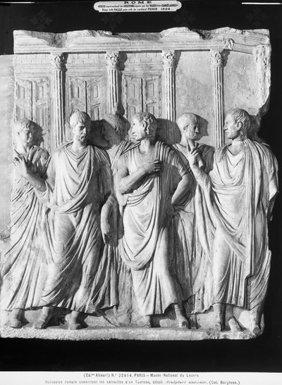A group of senators outside the Temple of Jupiter by Roman