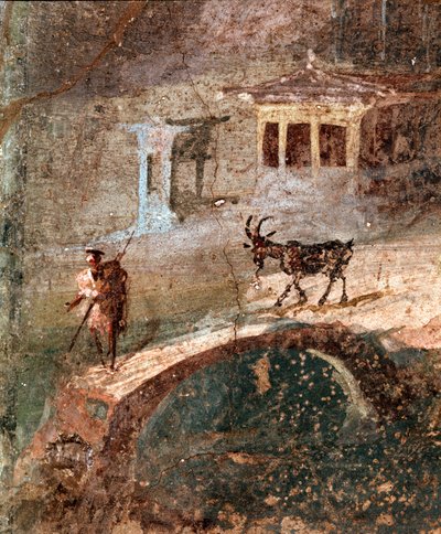 A man with his goat (fresco) by Roman