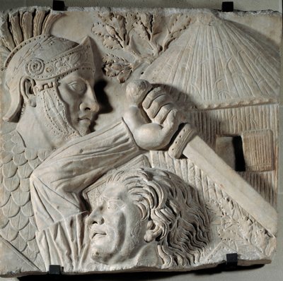 Art of Ancient Rome: Barbarian Fighting a Roman Legionary by Roman