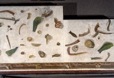 “Asarotos” (Floor unswept) Fragments of mosaic signed by Harakliton from Rome, 2nd century AD by Roman