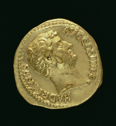 Aureus (obverse) of Hadrian bareheaded. Inscription: HADRIANVS AVGUSTVS by Roman