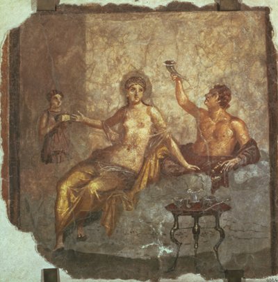 Banqueting Couple with a Slave, from Herculaneum by Roman