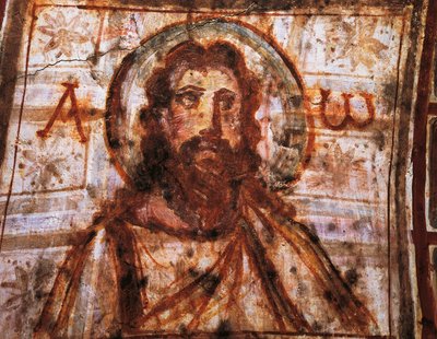 Bust of Christ, Catacombs of Commodilla, Rome by Roman