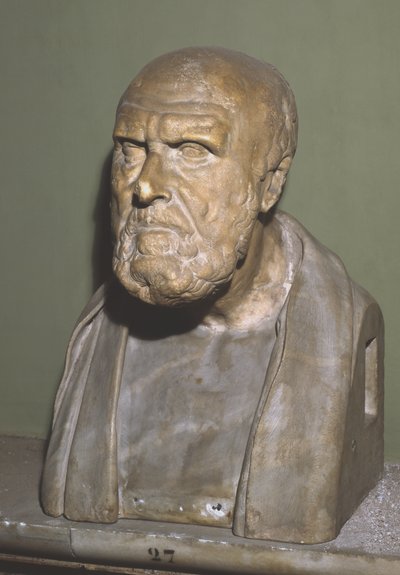 Bust of Chrysippus of Soli, Roman Copy of Hellenistic Original by Roman