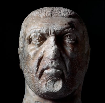 Bust of Diocletian, Roman Emperor, Marble Sculpture, Chieti, Museo Archeologico by Roman