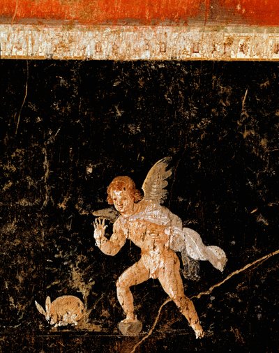 Cupid Hunting a Hare (Fresco) by Roman