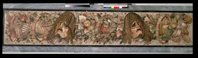 Decorative panel depicting theatrical masks, from the House of the Faun, Pompeii by Roman