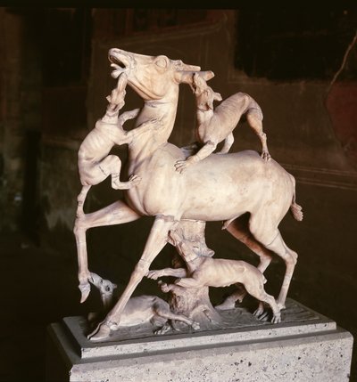 Deer attacked by dogs, from the House of the Stags by Roman