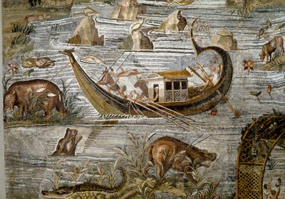 Detail of the Nilotic Mosaic of Preneste (Palestrina) from the Shrine of the Deity of Fortune Primigenia, 80 BC by Roman