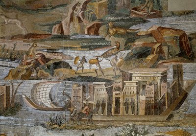Detail of the Nilotic Mosaic of Preneste (Palestrina) from the Shrine of the Deity of Fortune Primigenia, 80 BC by Roman