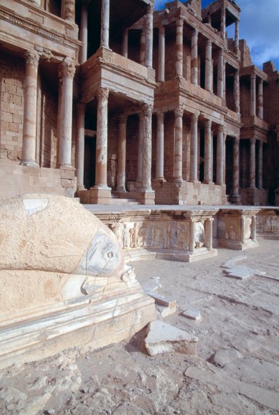 Dolphins, Decoration in Proscenium, Roman Theatre, Sabratha by Roman