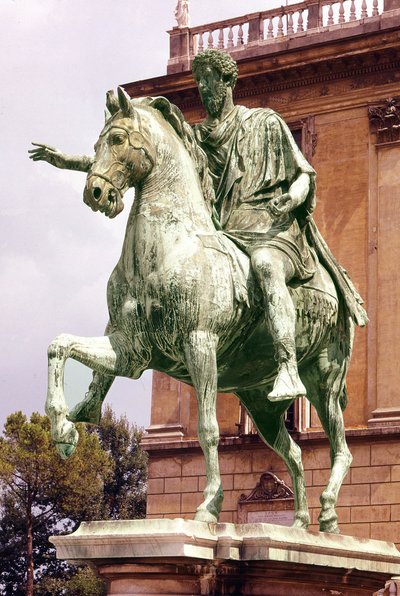 Equestrian Statue of Marcus Aurelius (121 - 180) in Piazza Campidoglio, Rome by Roman