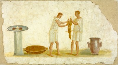 Fragment of a Fresco Panel with a Meal Preparation by Roman
