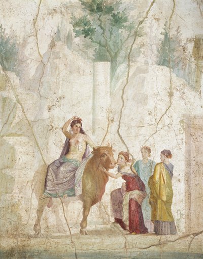 Fresco Depicting Rape of Europe, from Pompeii, Roman Civilization by Roman