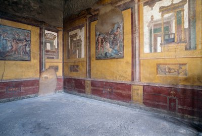 Frescoed room of Villa dei Vettii, Roman archaeological site of Pompeii by Roman
