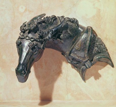 Head of a Mule Crowned with Ivy, Ornament from the Armrest of a Bed by Roman