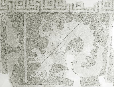 Hellenistic Pebble Mosaic of Scylla and Charybdis Guarding the Strait, Detail of Scylla, House of Dionysos, Paphos, Cyprus by Roman