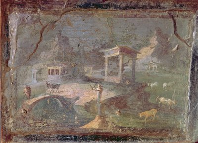 Idyllic Landscape, from Herculaneum, 1st century BC-AD 79 by Roman