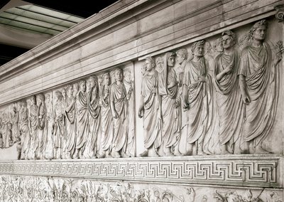 Imperial Cortege of Emperor Augustus - Low north marble relief of the Ara Pacis Augustae by Roman