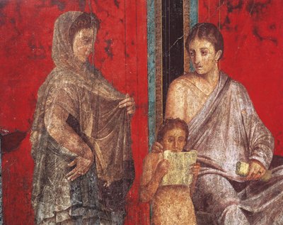 Initiation rites of the cult of Dionysus, fresco from the Villa Dei Mysteri by Roman