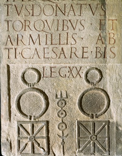 Inscribed insignia of Twentieth Victorious Valerian Legion by Roman