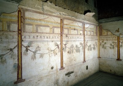 Interior view of the frescos of pine garlands by Roman