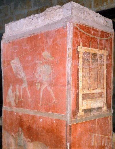 Dyers, painting from House of Fullonica in Pompeii by Roman