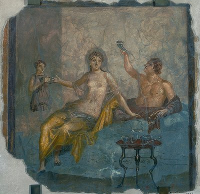 Youth and Courtesan. From Herculaneum. Around 50-79 AD by Roman