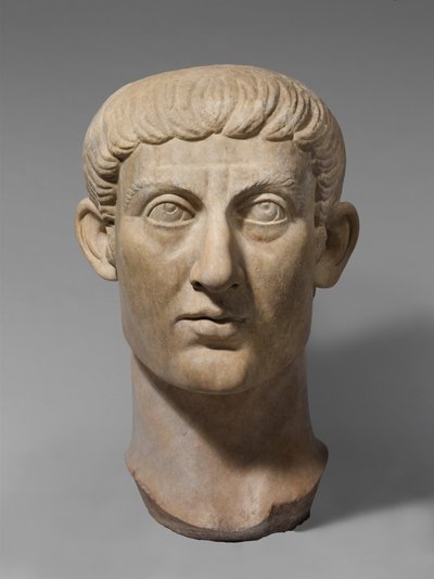 Marble Portrait Head of the Emperor Constantine I by Roman