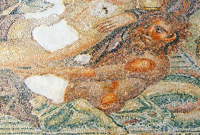 Nereides and Bythos, Detail of Bythos, House of Aion, Paphos, Cyprus by Roman