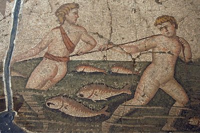 Nude Fishermen from the mosaic of Thalassa the Sea, from Harbiye, Hatay by Roman