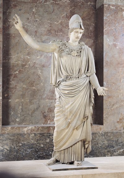 Pallas de Velletri, statue of helmeted Athena, Roman copy of a Greek original attributed to Alkamenes or Cresilas, c.420-10 BC by Roman