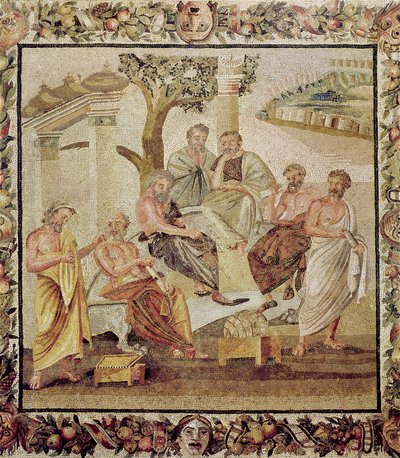 Plato Conversing with His Pupils, from the House of T. Siminius, Pompeii (mosaic) by Roman