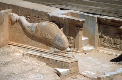 Relief Carving of a Dolphin in Front of the Stage of the Roman Theatre by Roman