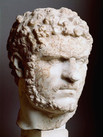 Marble Head of Caracalla (188-217), Emperor from 211 to 217 AD by Roman