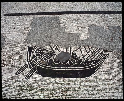 Roman Art: Ship Mosaic of the Corporation des gens de la mer, Place des Corporations by Roman