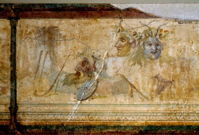 Roman Art: Still Life with Theatre Masks (detail) by Roman